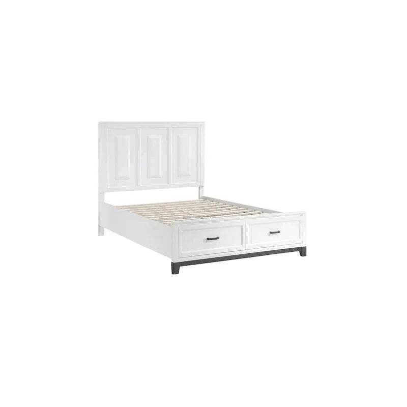 Ensemble de chambre à coucher plateforme de rangement moderne blanc 3 pièces Saratoga