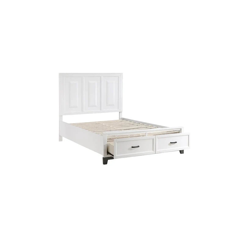 Ensemble de chambre à coucher plateforme de rangement moderne blanc 3 pièces Saratoga