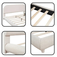 Lit plateforme rembourré queen size en molleton Teddy avec tissu épais