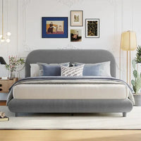 Lit plateforme rembourré queen size en molleton Teddy avec tissu épais