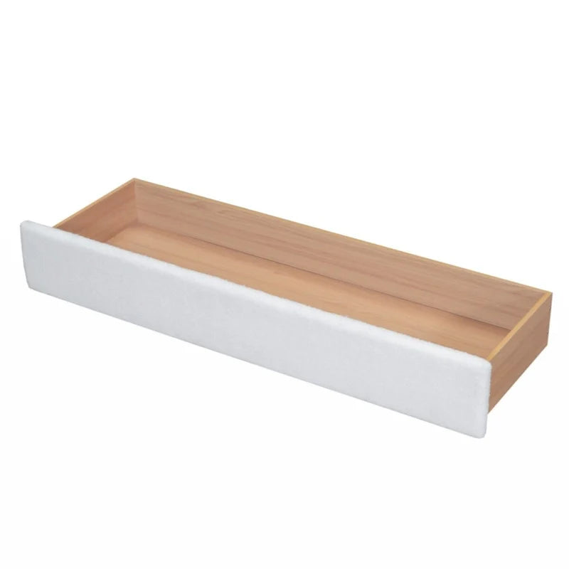 Lit plateforme capitonné Queen Size en polaire Teddy avec tiroir