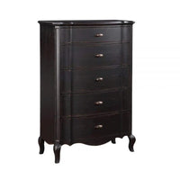 Chiffonnier commode haut cerisier 38 pouces, 5 tiroirs, pieds cabriole en hévéa noir