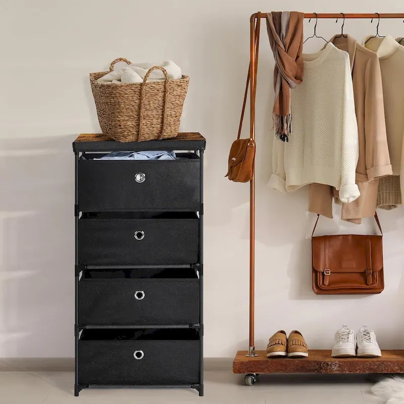 Commode en tissu à 4 tiroirs avec plateau