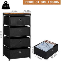 Commode en tissu à 4 tiroirs avec plateau