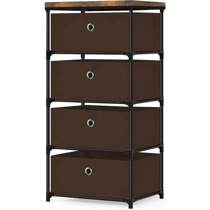 Commode en tissu à 4 tiroirs avec plateau