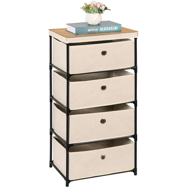Commode en tissu à 4 tiroirs avec plateau