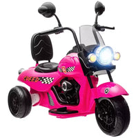 Moto électrique Qaba pour enfants, moto à 3 roues 6V sur batterie avec phares, musique, marche avant et arrière, rose