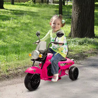 Moto électrique Qaba pour enfants, moto à 3 roues 6V sur batterie avec phares, musique, marche avant et arrière, rose