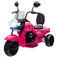 Moto électrique Qaba pour enfants, moto à 3 roues 6V sur batterie avec phares, musique, marche avant et arrière, rose