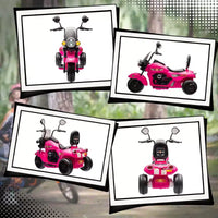 Moto électrique Qaba pour enfants, moto à 3 roues 6V sur batterie avec phares, musique, marche avant et arrière, rose