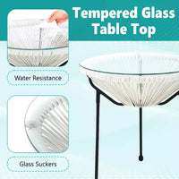 FDW Ensemble de Bistro 3 Pièces pour Patio, Chaises Acapulco, Élégant et Confortable avec Table en Verre, Mobilier d'Extérieur pour Patio Balcon, Blanc