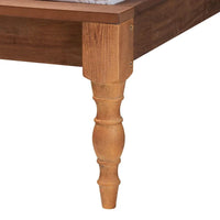 Lit plateforme Eliseo Mid-Century Modern en tissu gris foncé et bois finition noyer