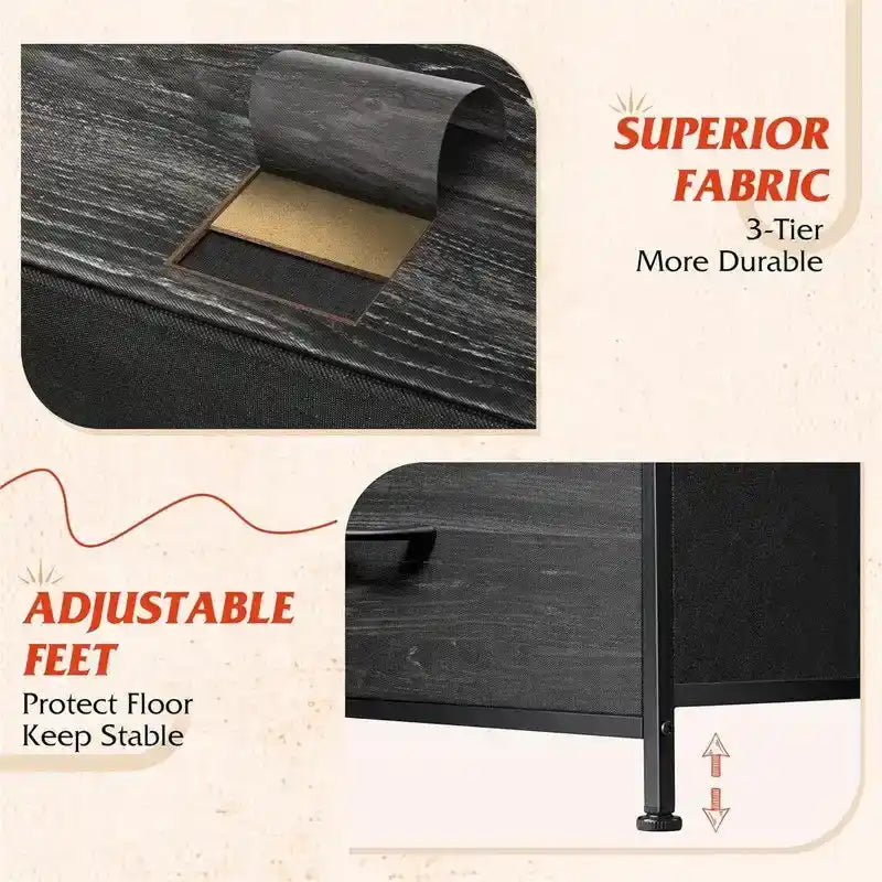 Commode de rangement en tissu pour chambre à coucher - 29,7P x 100W x 100H cm