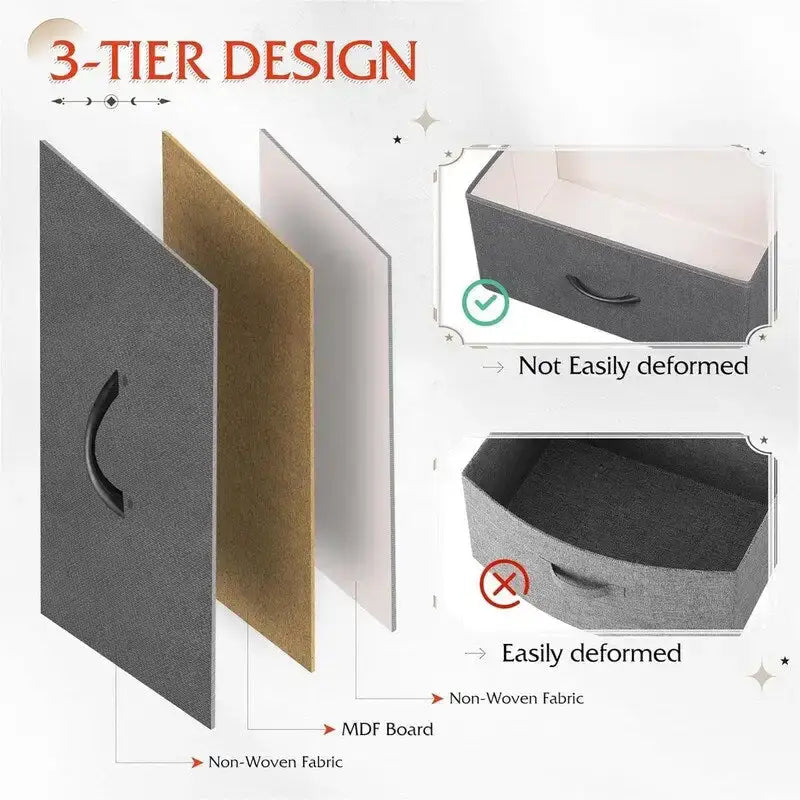 Commode de rangement en tissu pour chambre à coucher - 29,7P x 100W x 100H cm