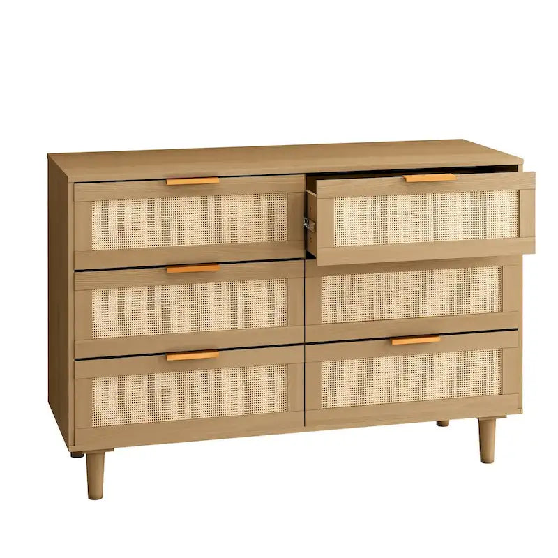Commode en rotin à 6 tiroirs, parfaite pour la chambre et le salon