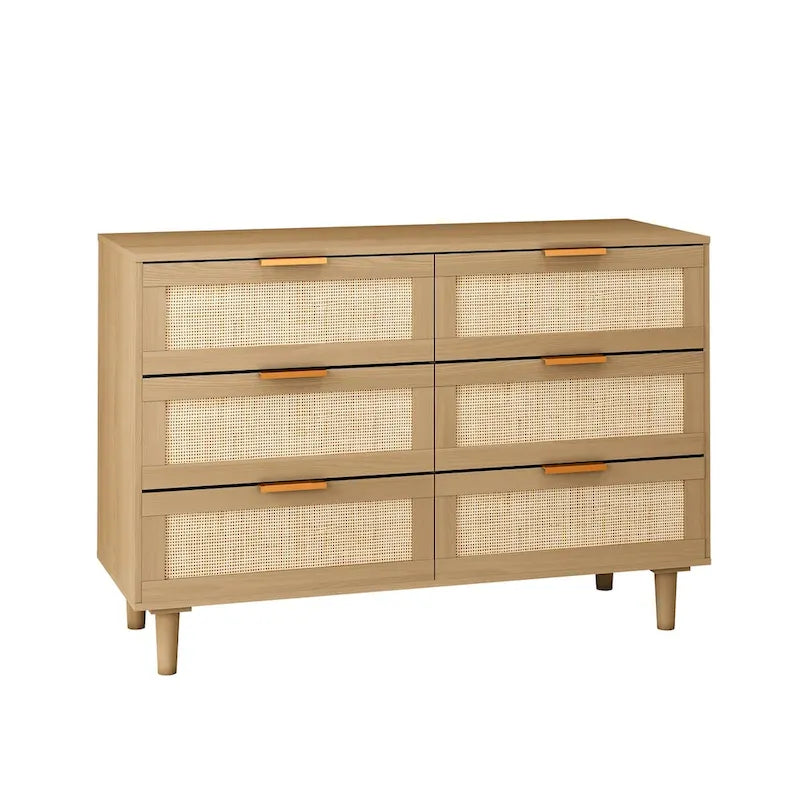 Commode en rotin à 6 tiroirs, parfaite pour la chambre et le salon