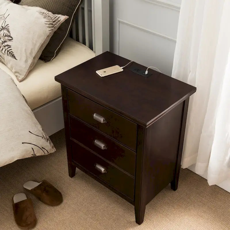 Leick Home 10522-GR Laurent Ensemble de 2 tables de nuit à 3 tiroirs