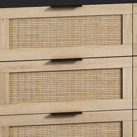 43.316-Meuble de rangement en rotin avec tiroirs en rotin, pour chambre à coucher, salon, noir