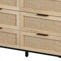 43.316-Meuble de rangement en rotin avec tiroirs en rotin, pour chambre à coucher, salon, noir