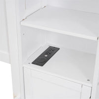 Lit Queen Size en Bois avec Rangement Tout-en-un, Étagère et Prises