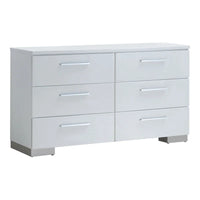 Furniture of America Ballingham - Ensemble contemporain blanc 2 pièces commode à 6 tiroirs et miroir