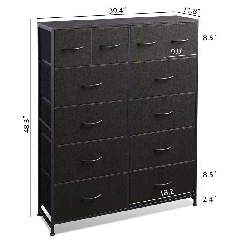 Commode haute pour chambre avec 12 tiroirs