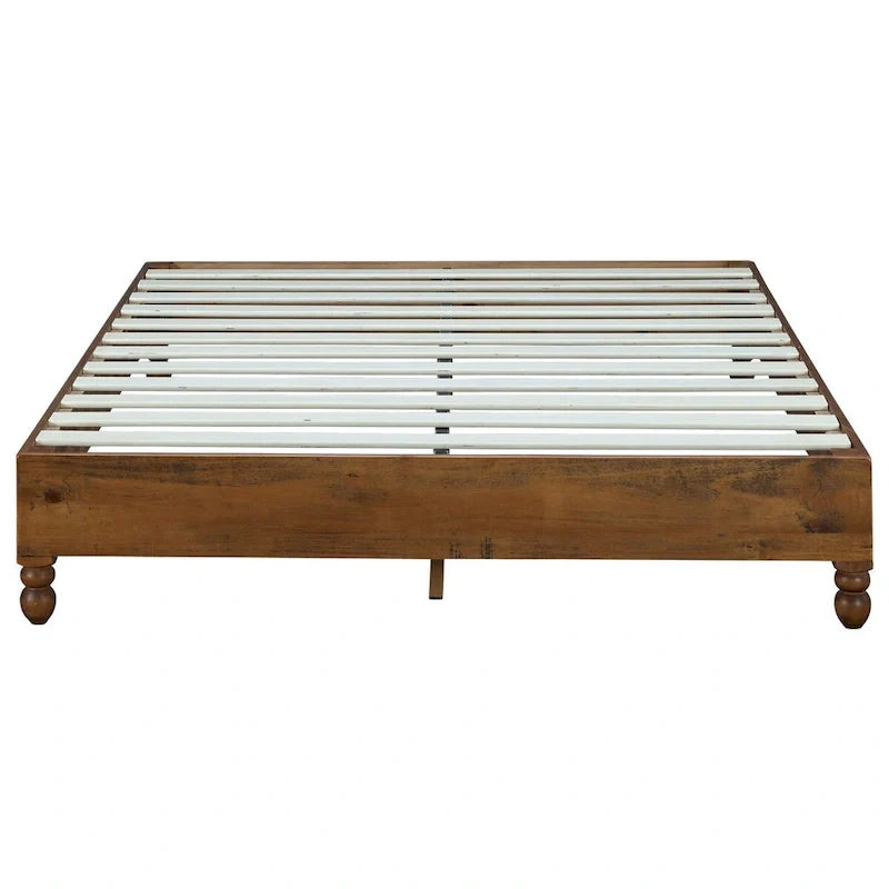 MUSEHOMEINC Cadre de lit 12 pouces en bois massif style rustique, élimine le besoin de sommier, finition naturelle