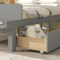 Lit double avec banc de pied de lit, 2 tiroirs