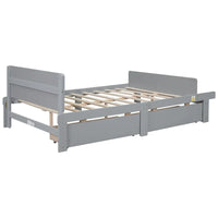 Lit double avec banc de pied de lit, 2 tiroirs