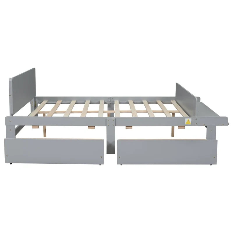Lit double avec banc de pied de lit, 2 tiroirs