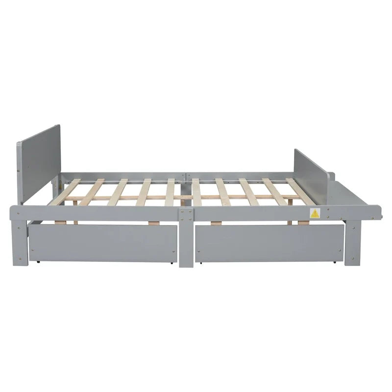 Lit double avec banc de pied de lit, 2 tiroirs