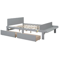 Lit double avec banc de pied de lit, 2 tiroirs