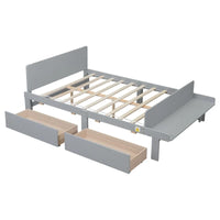 Lit double avec banc de pied de lit, 2 tiroirs