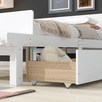 Lit double avec banc de pied de lit, 2 tiroirs
