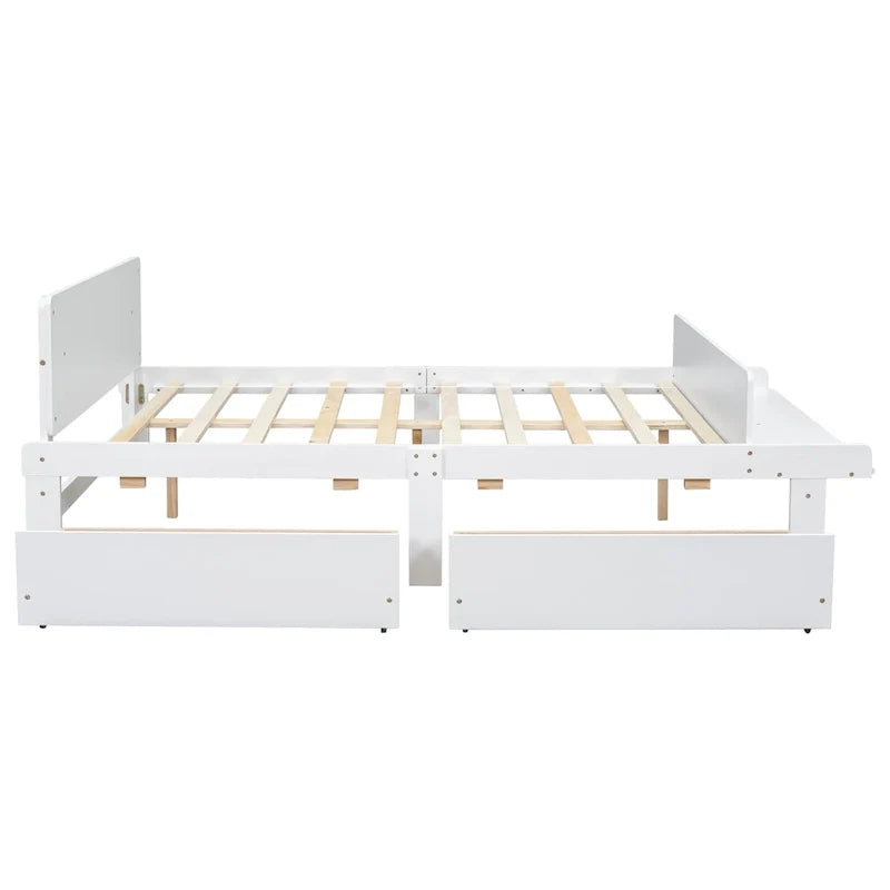 Lit double avec banc de pied de lit, 2 tiroirs