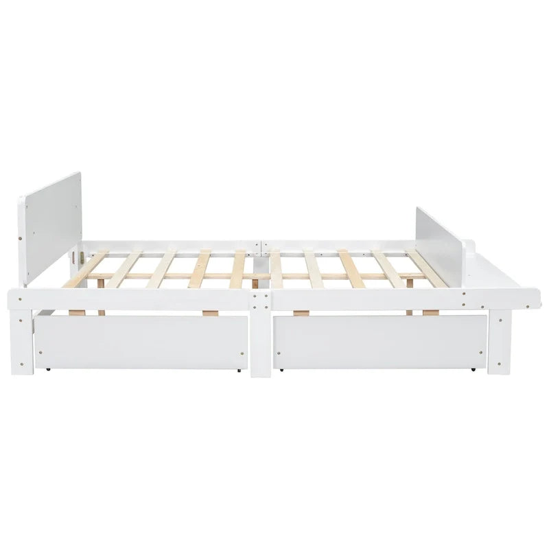 Lit double avec banc de pied de lit, 2 tiroirs