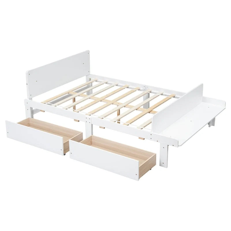 Lit double avec banc de pied de lit, 2 tiroirs