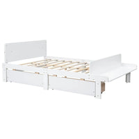 Lit double avec banc de pied de lit, 2 tiroirs