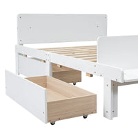 Lit double avec banc de pied de lit, 2 tiroirs