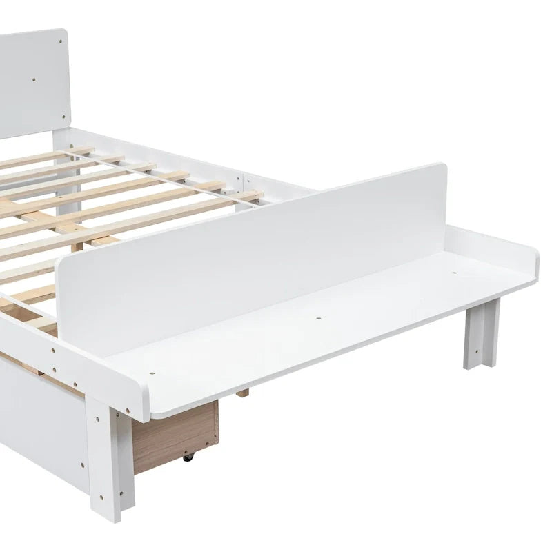 Lit double avec banc de pied de lit, 2 tiroirs
