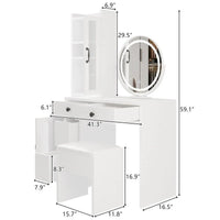 Ensemble coiffeuse avec multiprise et miroir LED trois tons - N/A