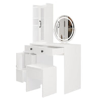 Ensemble coiffeuse avec multiprise et miroir LED trois tons - N/A