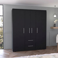 Armoire Bariloche avec tringles de suspension, étagères, 2 tiroirs