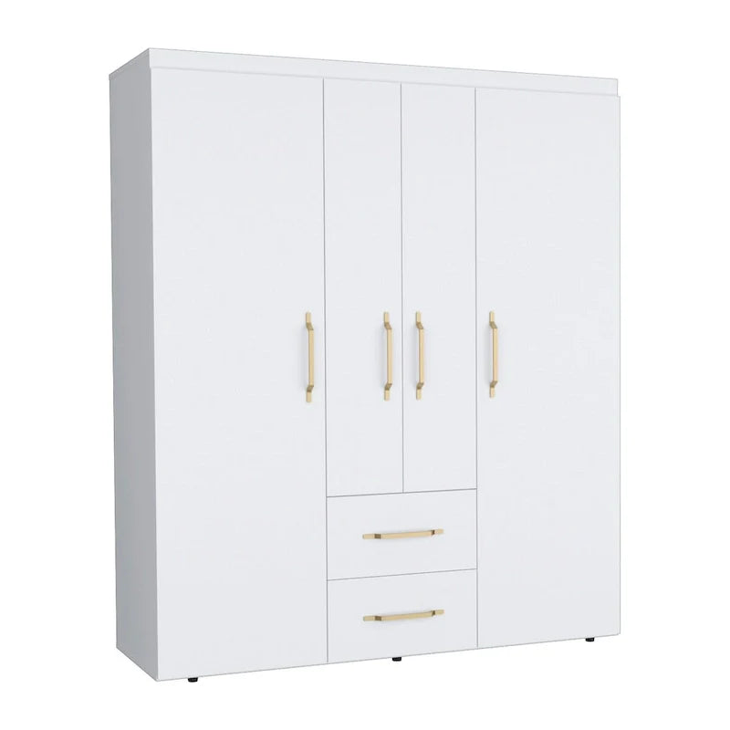 Armoire Bariloche avec tringles de suspension, étagères, 2 tiroirs