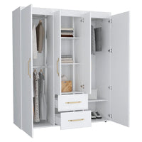 Armoire Bariloche avec tringles de suspension, étagères, 2 tiroirs