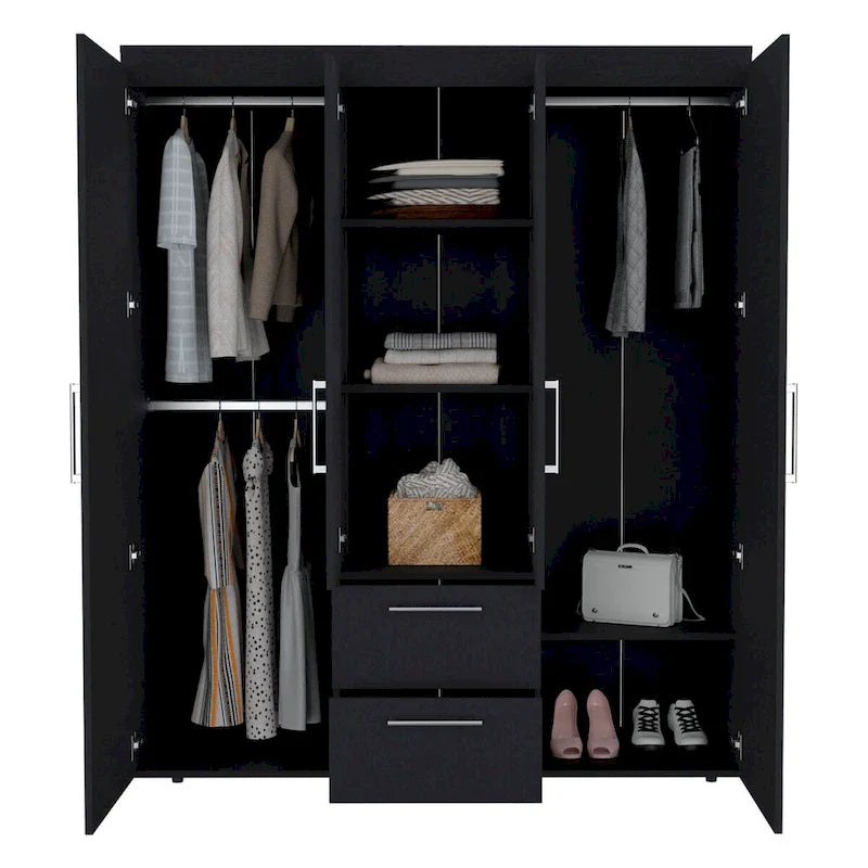 Armoire Bariloche avec tringles de suspension, étagères, 2 tiroirs