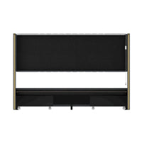 Cadre de lit moderne illuminé avec garniture dorée - Design rembourré et chic