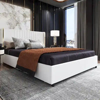 Cadre de lit moderne illuminé avec garniture dorée - Design rembourré et chic
