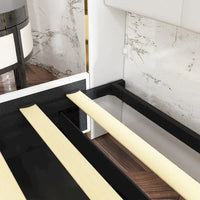 Cadre de lit moderne illuminé avec garniture dorée - Design rembourré et chic