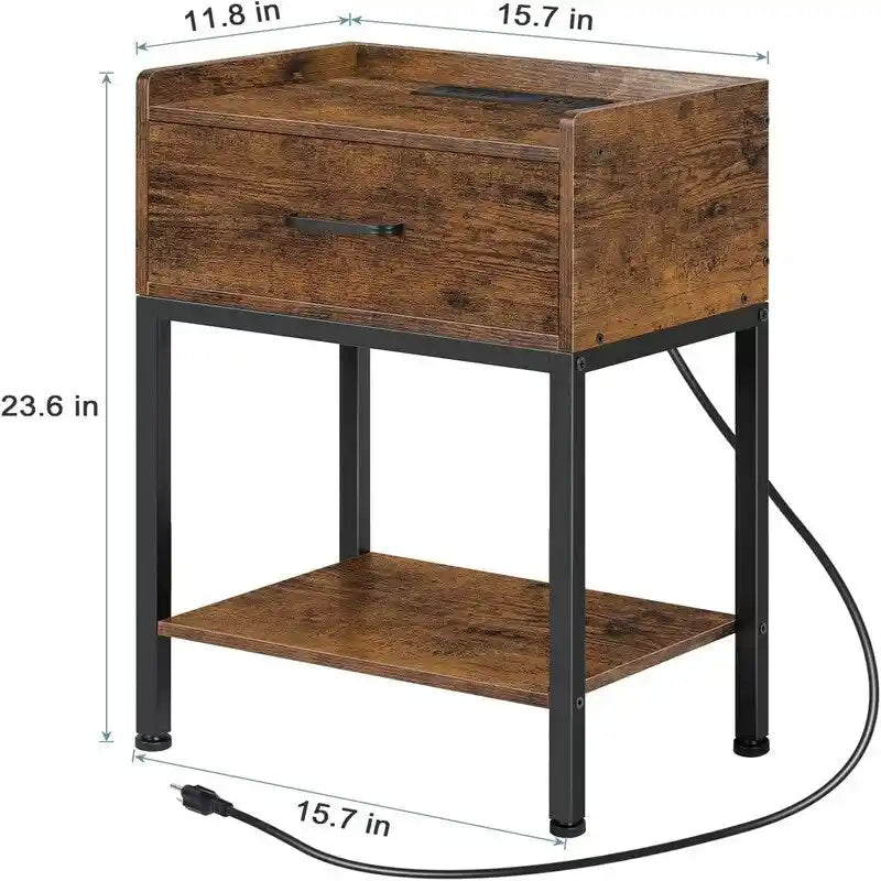 Table de chevet avec station de recharge